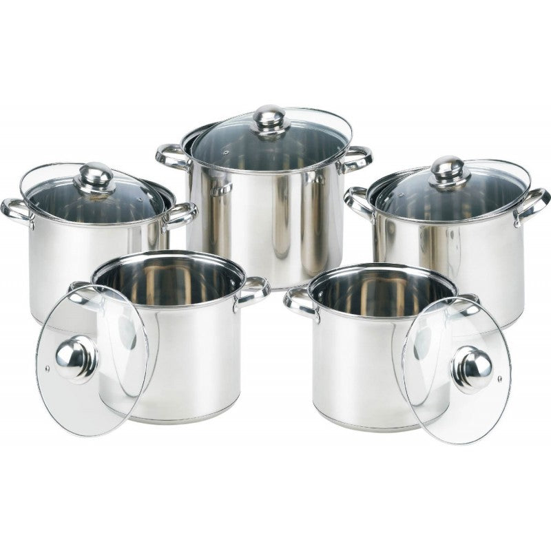 Set Oale din Inox cu Capace din Sticla 10 Piese Grunberg